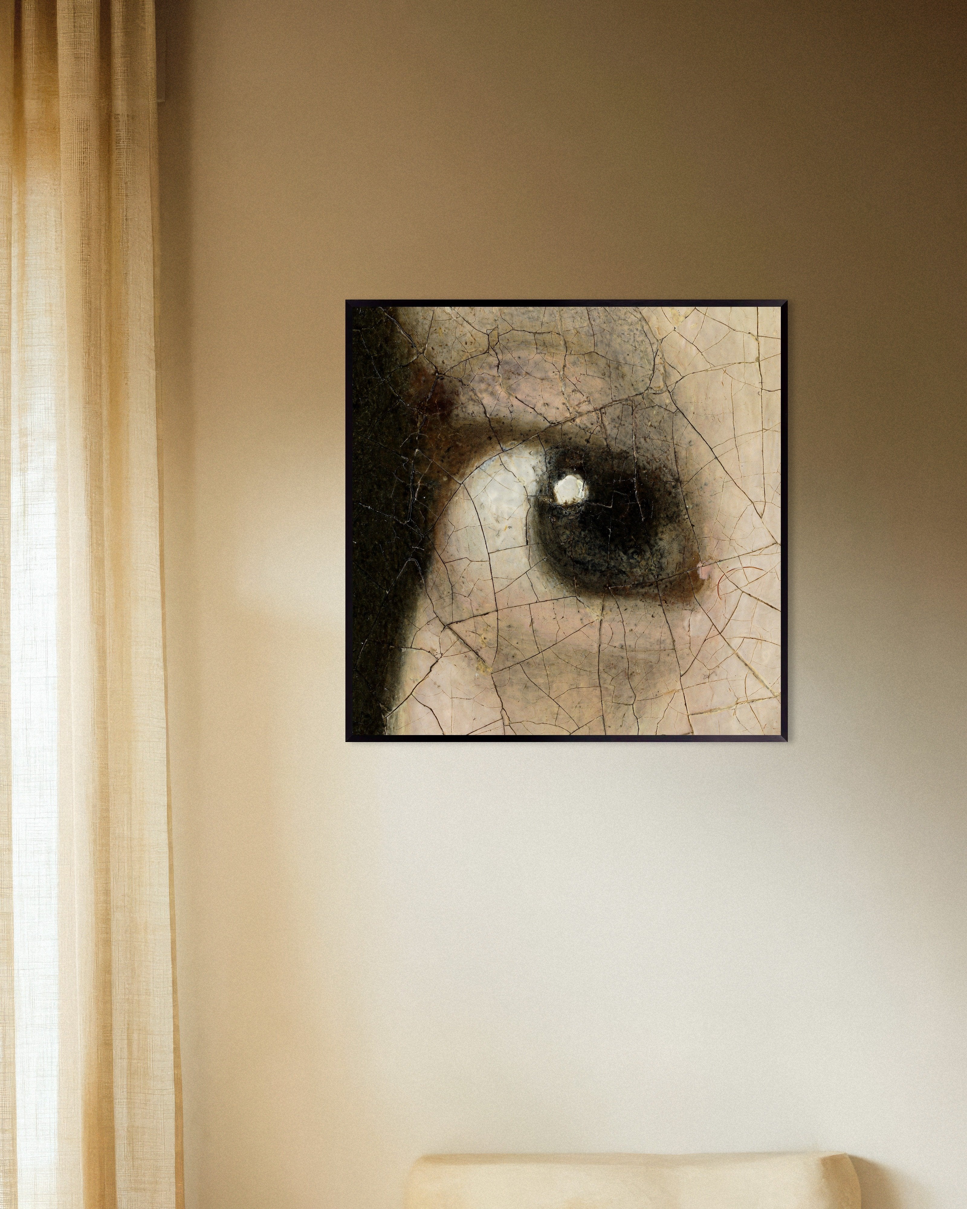 Poster of The Iris - Detail from Vermeer’s Girl with a Pearl Earring, with metal frame