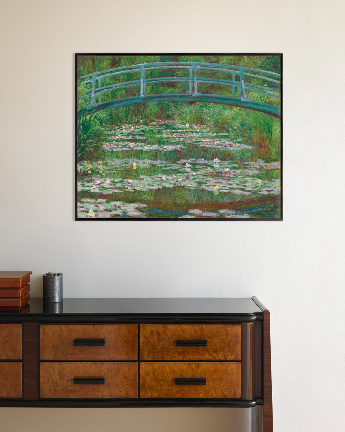 Plakat Den japanske bro (1899) af Claude Monet med metalramme