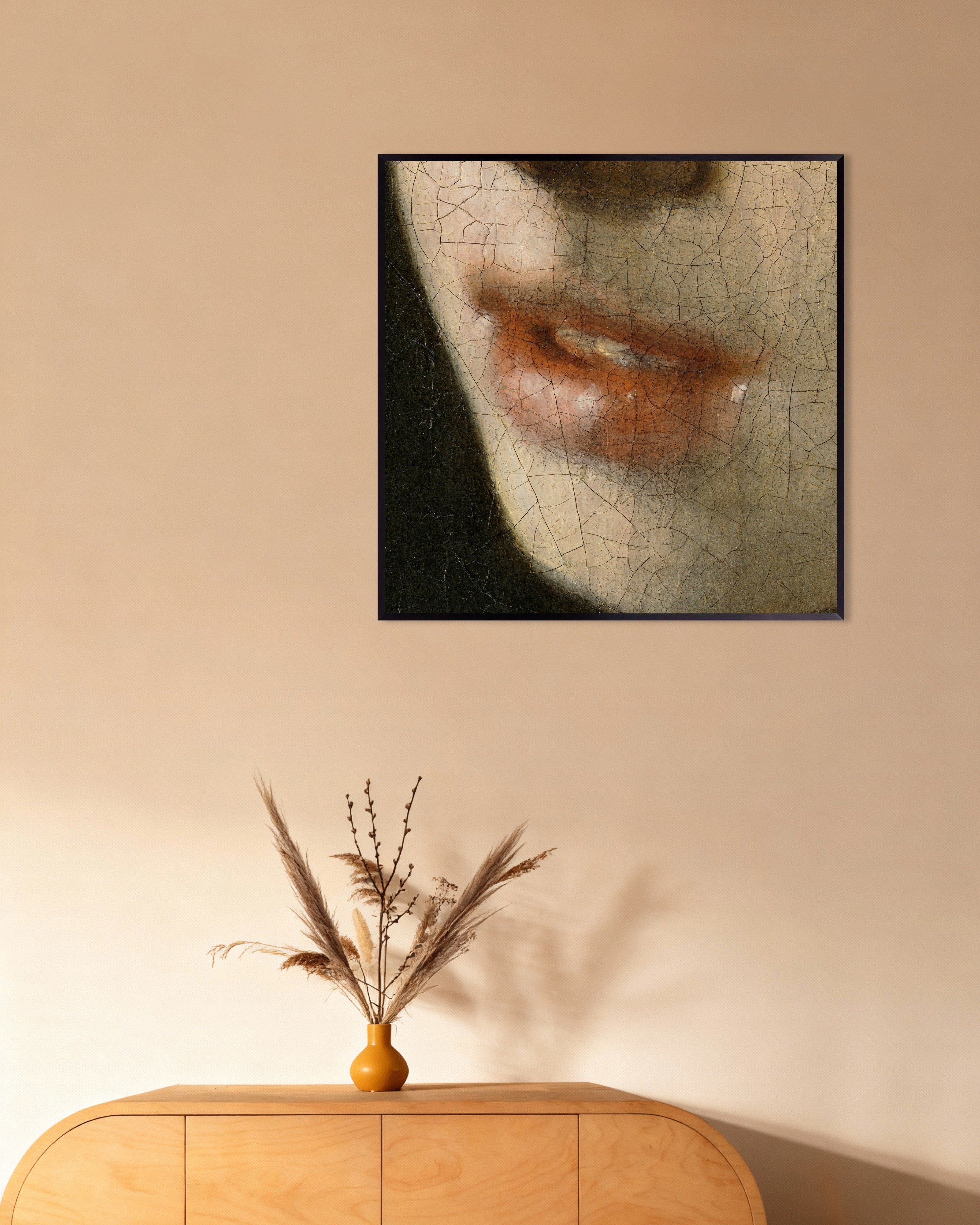 Poster of The Lips (Square) - Vermeer Detail Poster, with metal frame