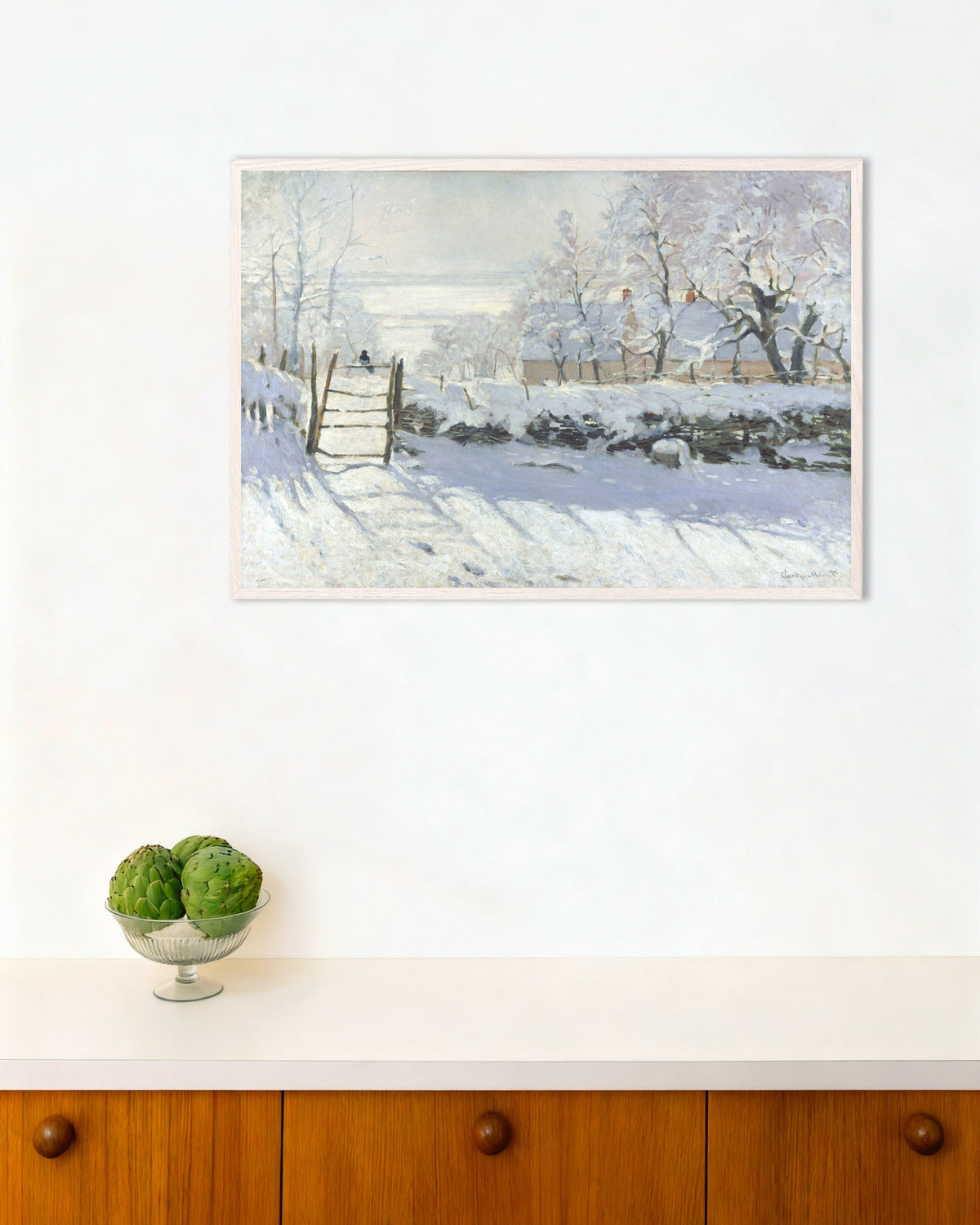 Plakat Skaden (1868–1869) af Claude Monet med hvid træramme