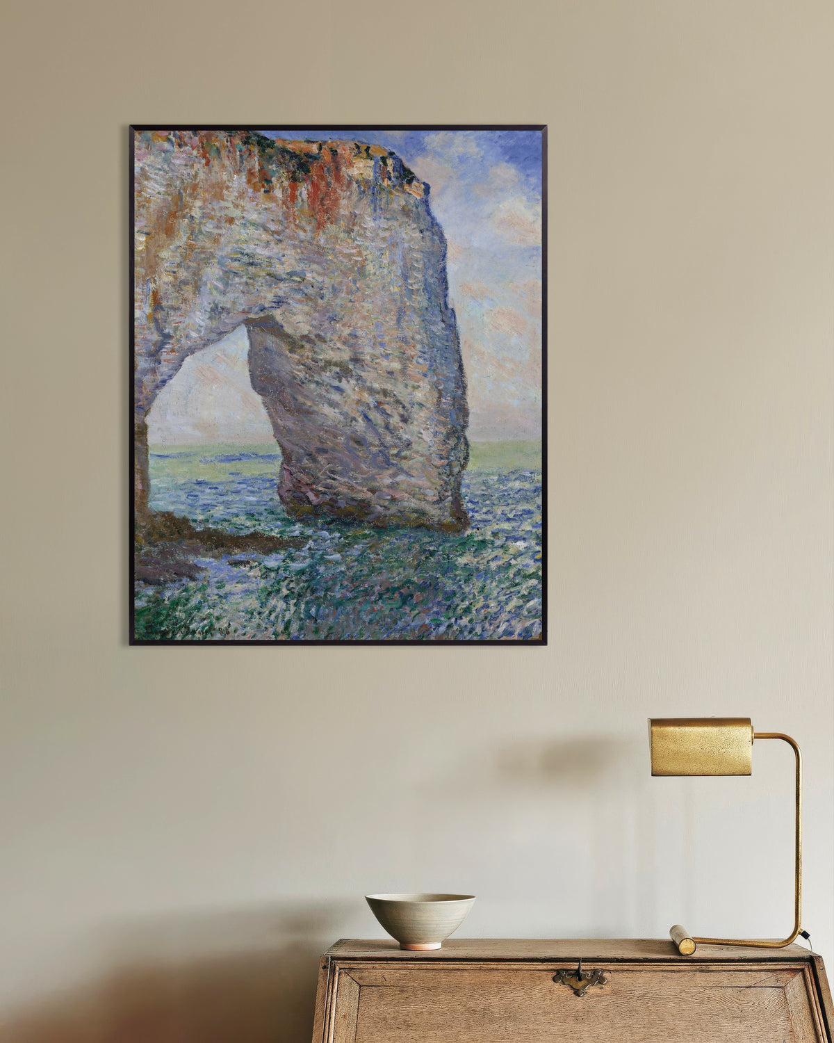 Plakat Manneporte ved Étretat (1886) af Claude Monet med metalramme