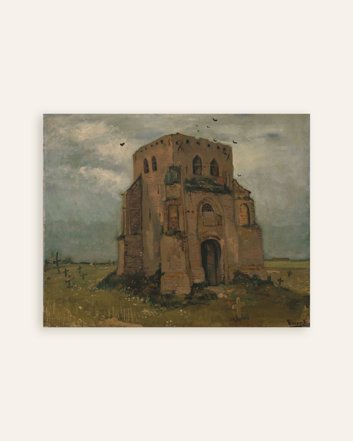 Poster af Det gamle kirketårn i Nuenen (1885) af Vincent van Gogh, miniature