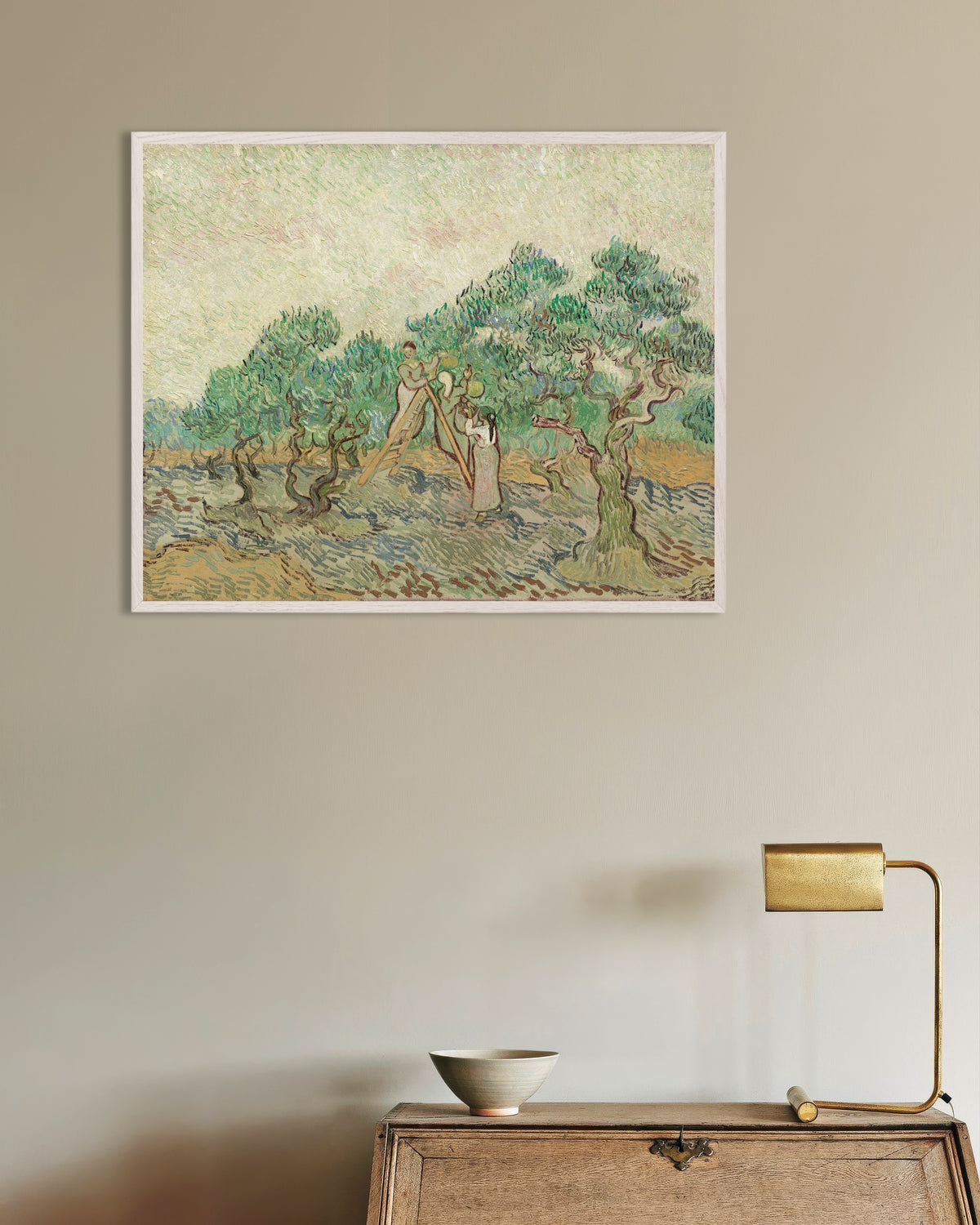 Poster med Olivengården (1889) af Vincent van Gogh, med hvid træramme