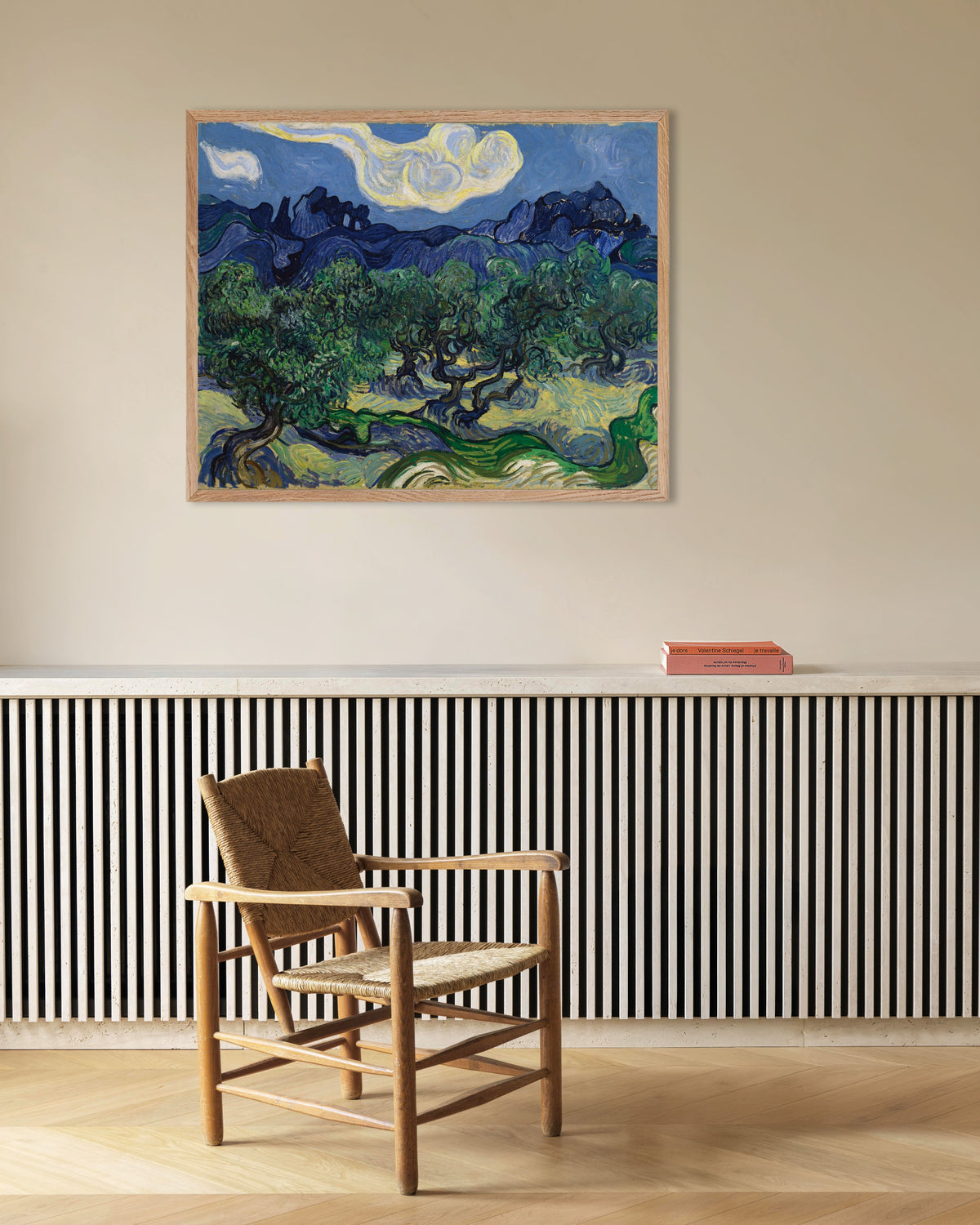 Poster med Oliventræerne (1889) af Vincent van Gogh, med ramme af naturtræ