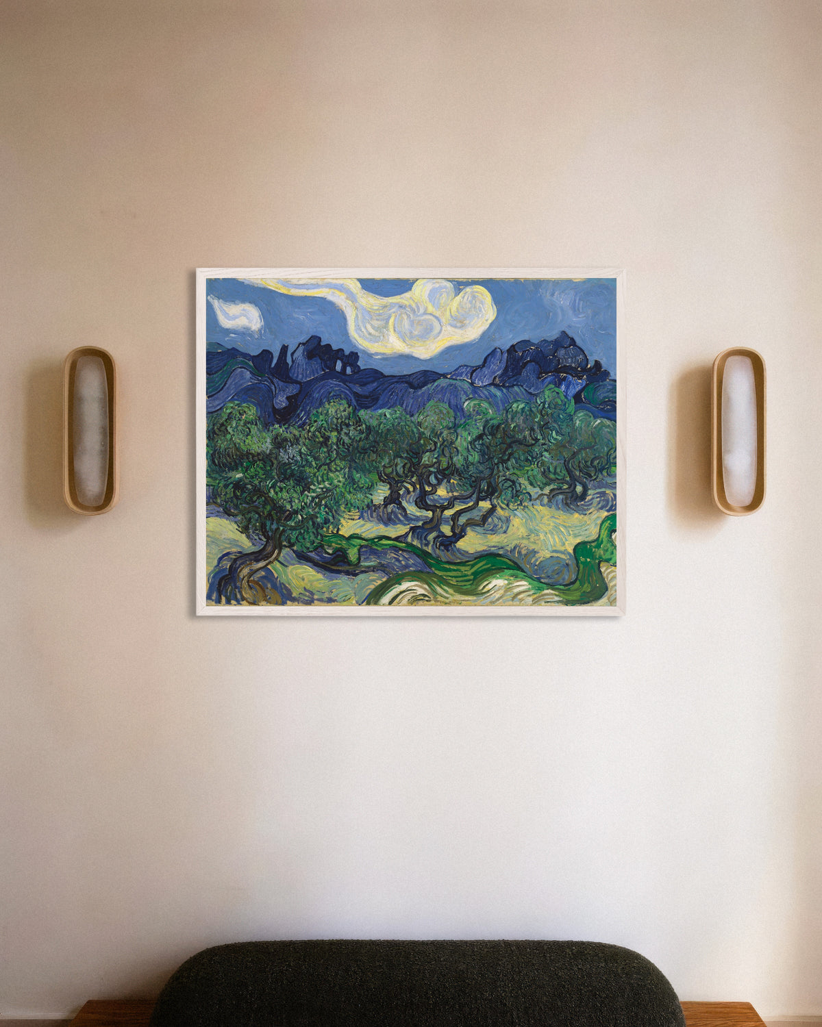 Poster med Oliventræerne (1889) af Vincent van Gogh, med hvid træramme