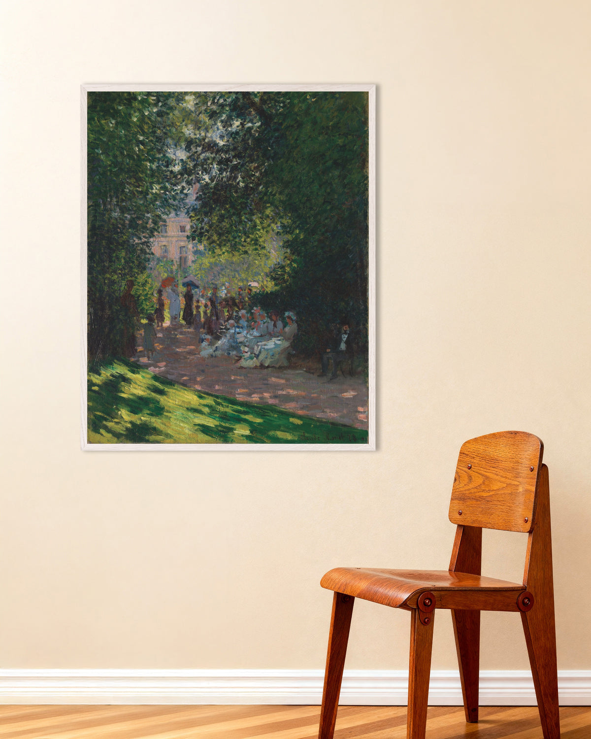 Plakat Parc Monceau (1878) af Claude Monet med hvid træramme