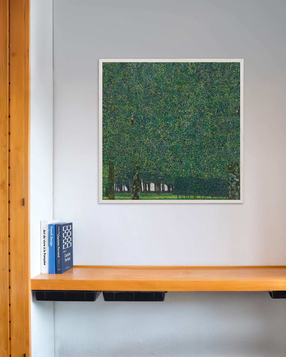Plakat Parken (ca. 1910–1911) af Gustav Klimt med hvid træramme