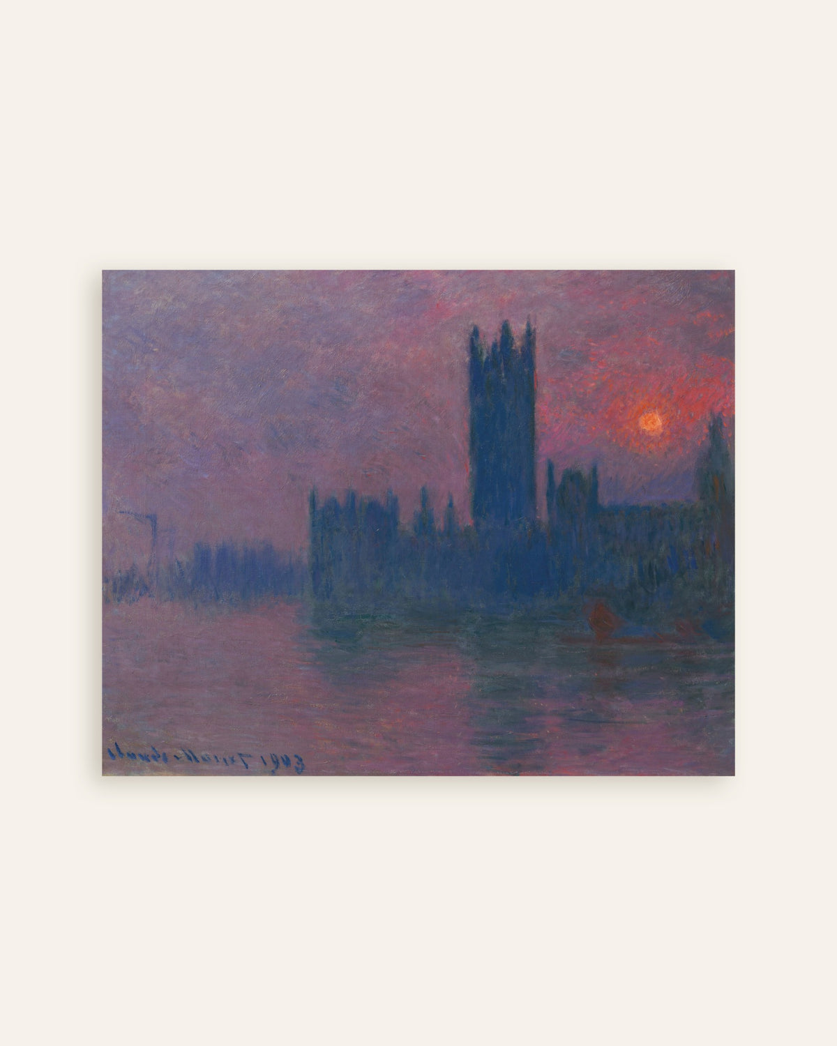 Plakat Parlamentet, nedgående sol (1900–1903) af Claude Monet, miniature