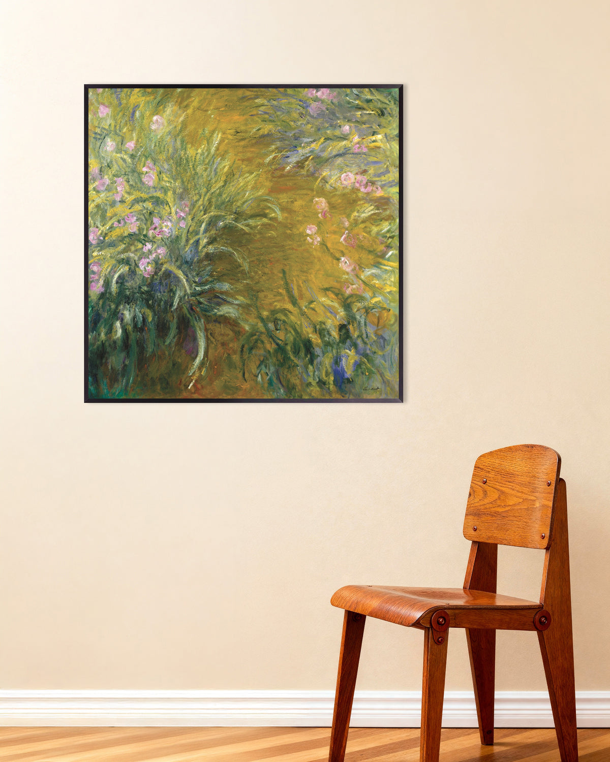 Plakat Stien gennem irisserne (1914–1917) af Claude Monet med metalramme