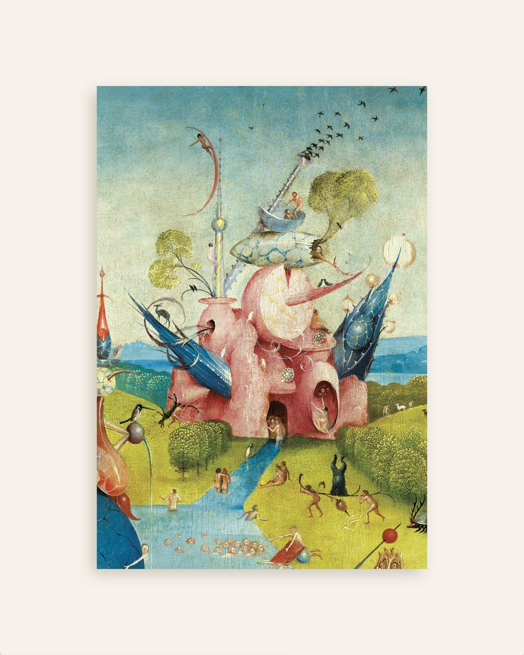 Poster of The pink castle and bird chimney - Detail from The Garden of Earthly Delights, thumbnail