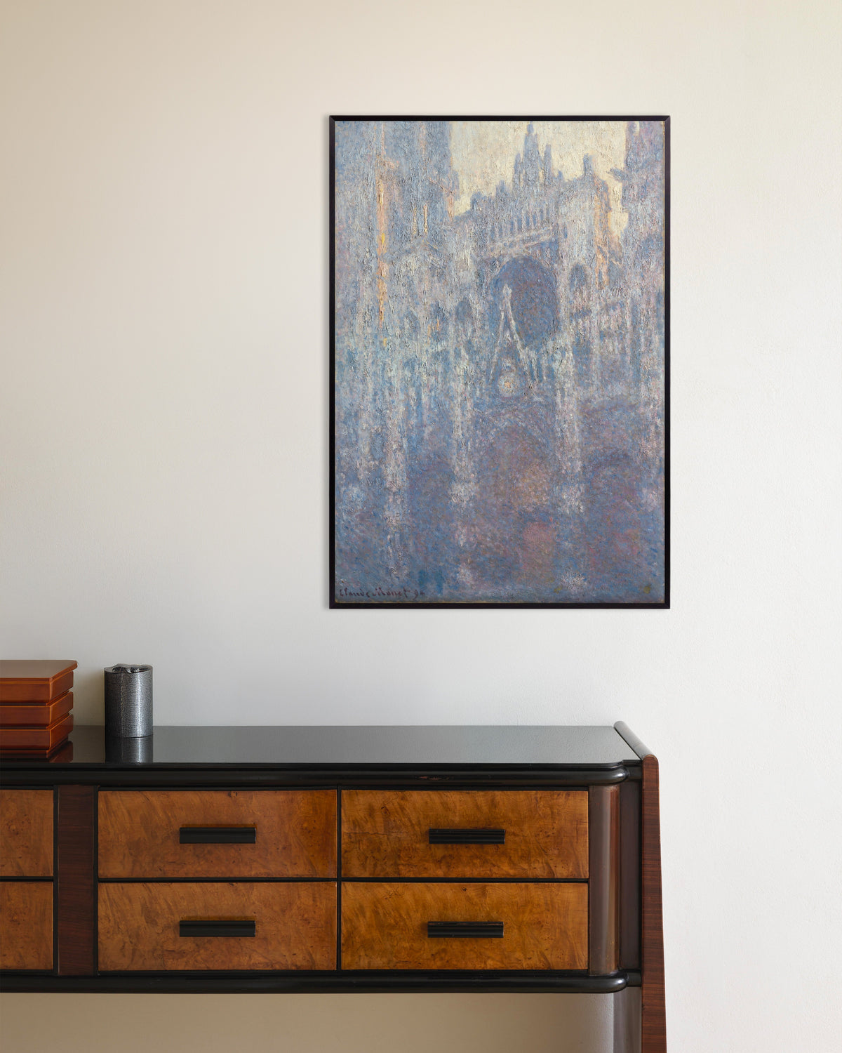 Plakat Portalen på katedralen i Rouen i morgenlys (1894) af Claude Monet med metalramme