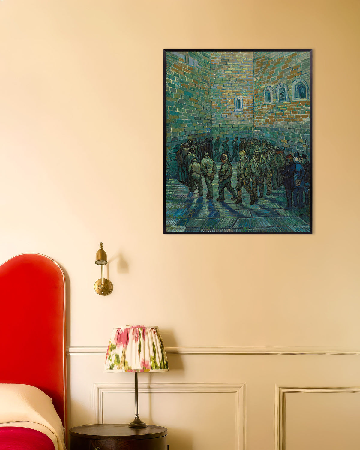 Poster af Fængselsgården, efter Doré (1890) af Vincent van Gogh, med metalramme