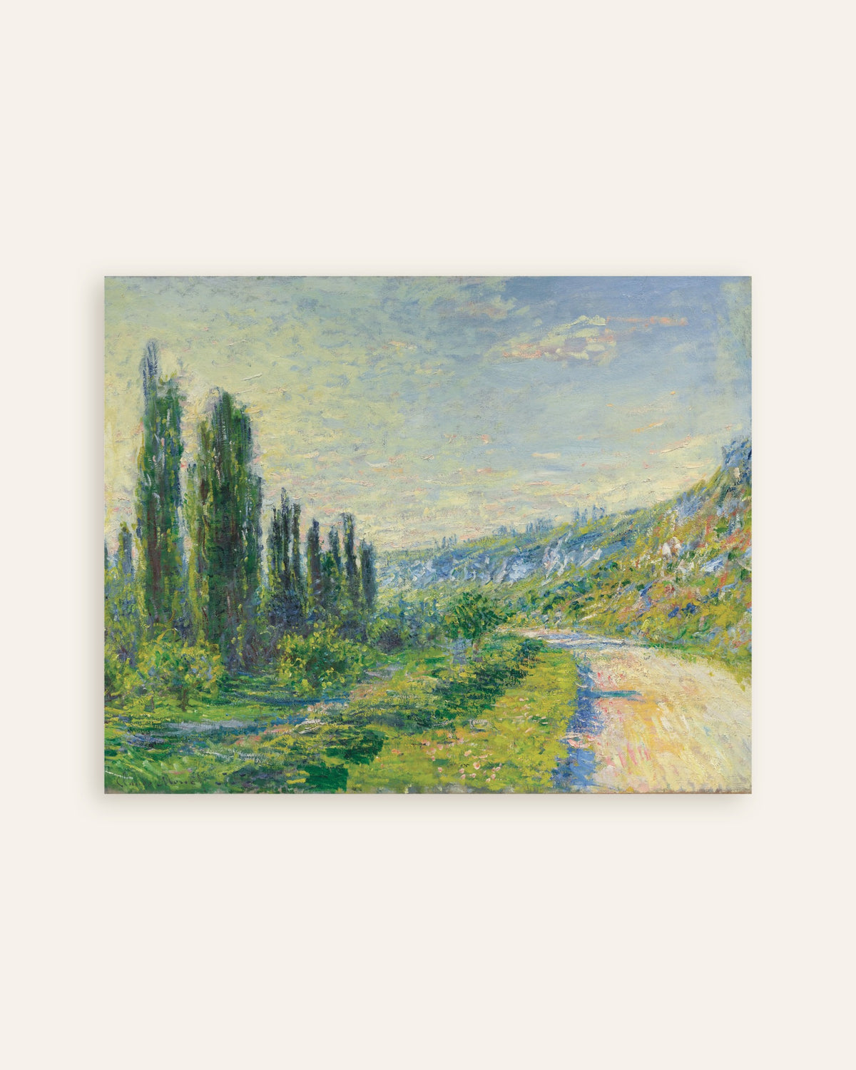 Plakat Vejen ved Vétheuil (ca. 1880) af Claude Monet, miniature