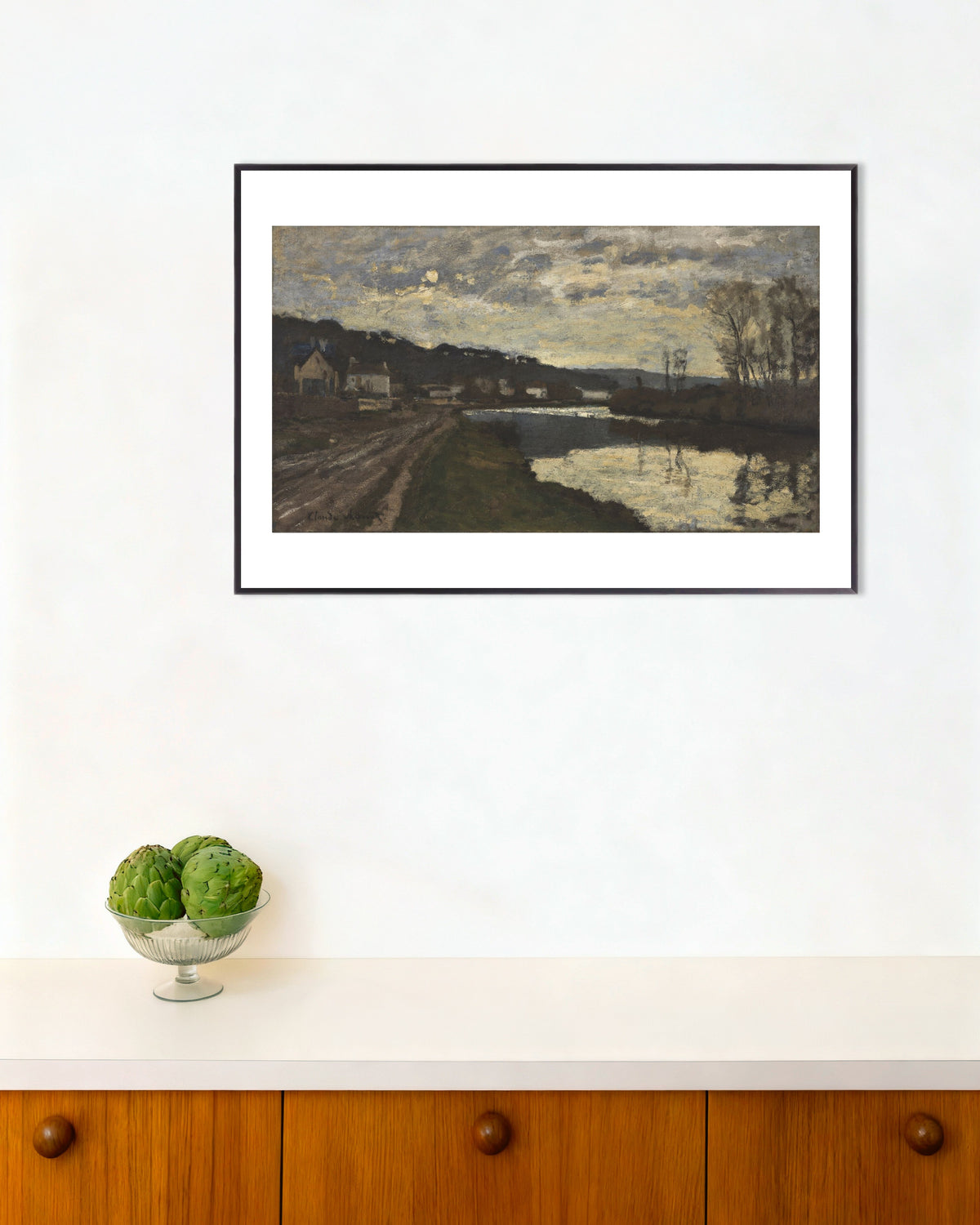 Plakat Seinen ved Bougival (1870) af Claude Monet med metalramme