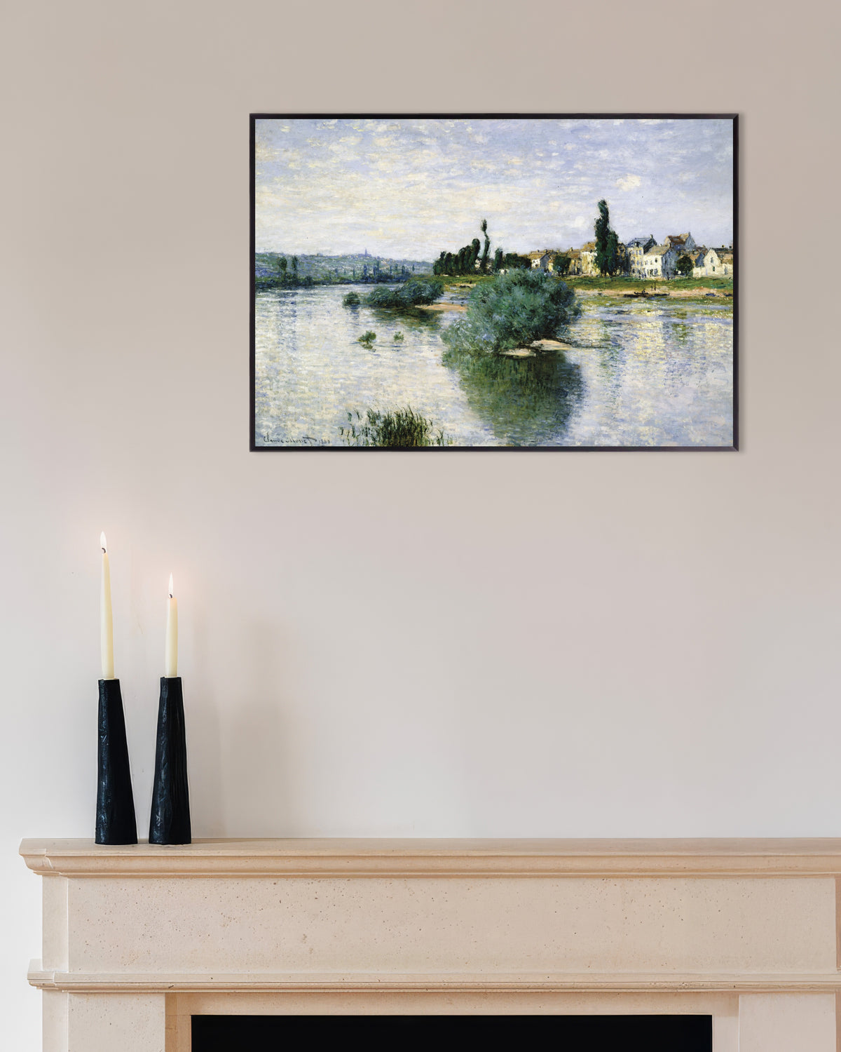 Plakat Seinen ved Lavacourt (1880) af Claude Monet med metalramme