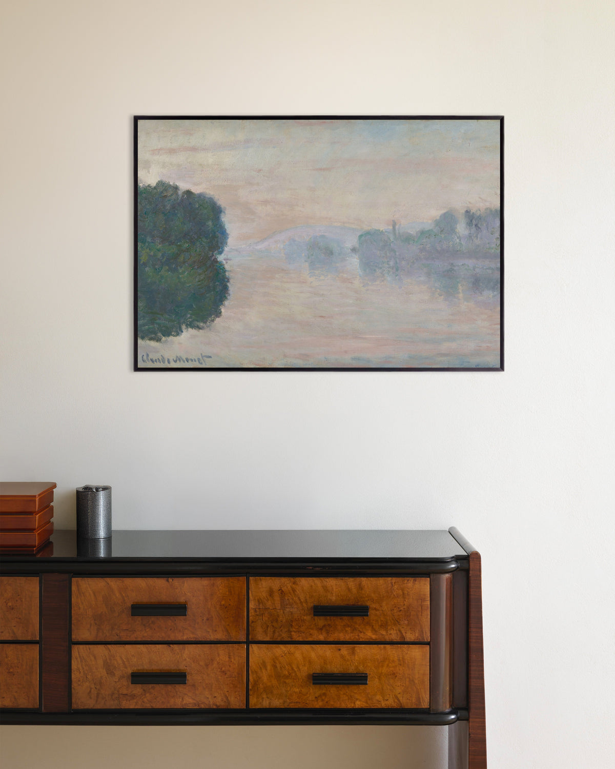 Plakat Seinen i tågen (1894) af Claude Monet med metalramme