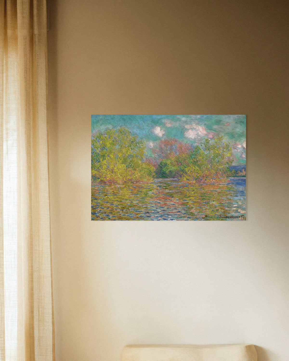 Plakat Seinen nær Giverny (1888) af Claude Monet
