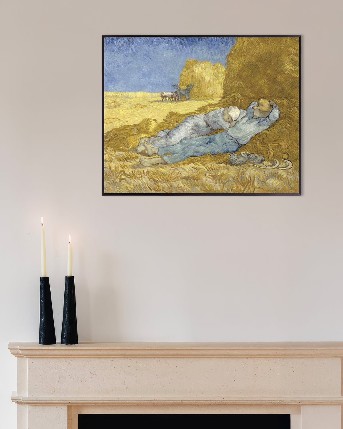 Poster med Siestaen, efter Millet (1890) af Vincent van Gogh, med metalramme
