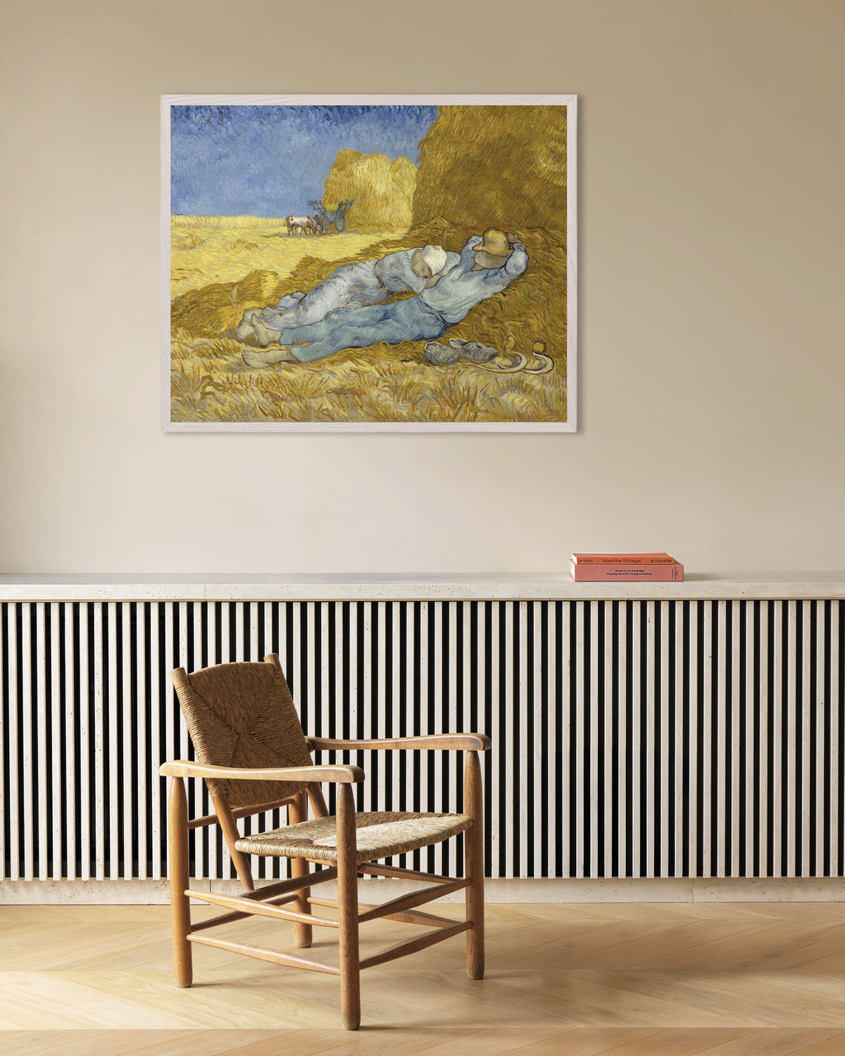 Poster med Siestaen, efter Millet (1890) af Vincent van Gogh, med hvid træramme