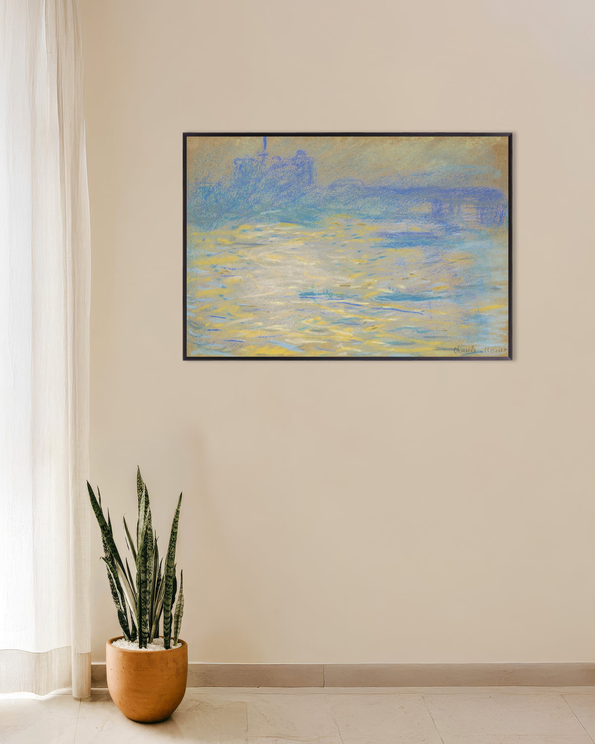 Plakat Themsen (1901) af Claude Monet med metalramme