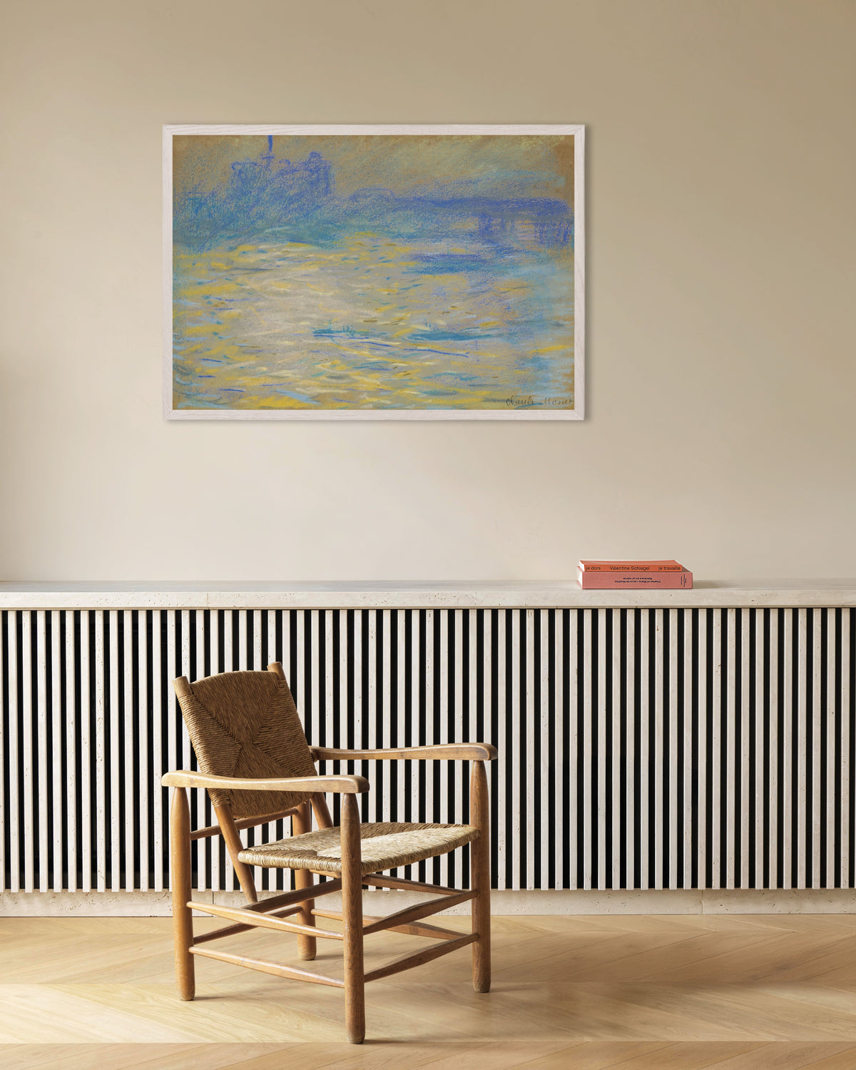 Plakat Themsen (1901) af Claude Monet med hvid træramme