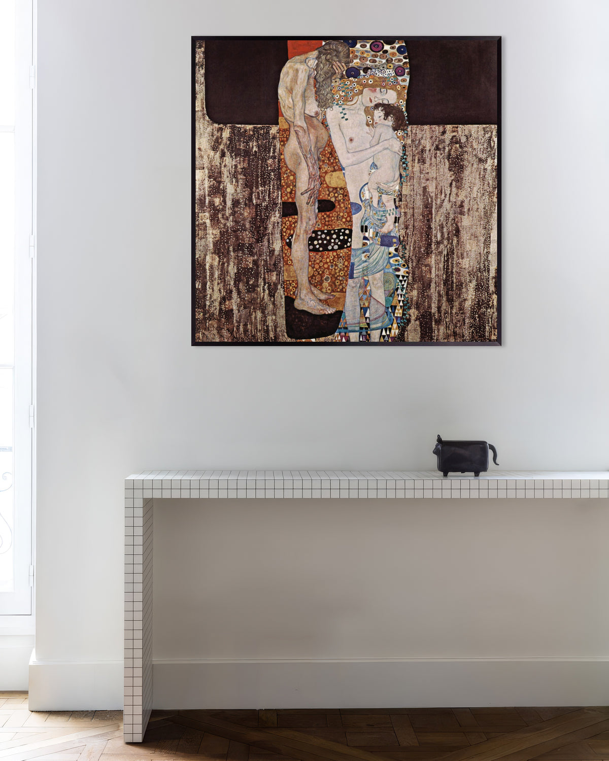 Plakat Kvindens tre aldre (1905) af Gustav Klimt med metalramme