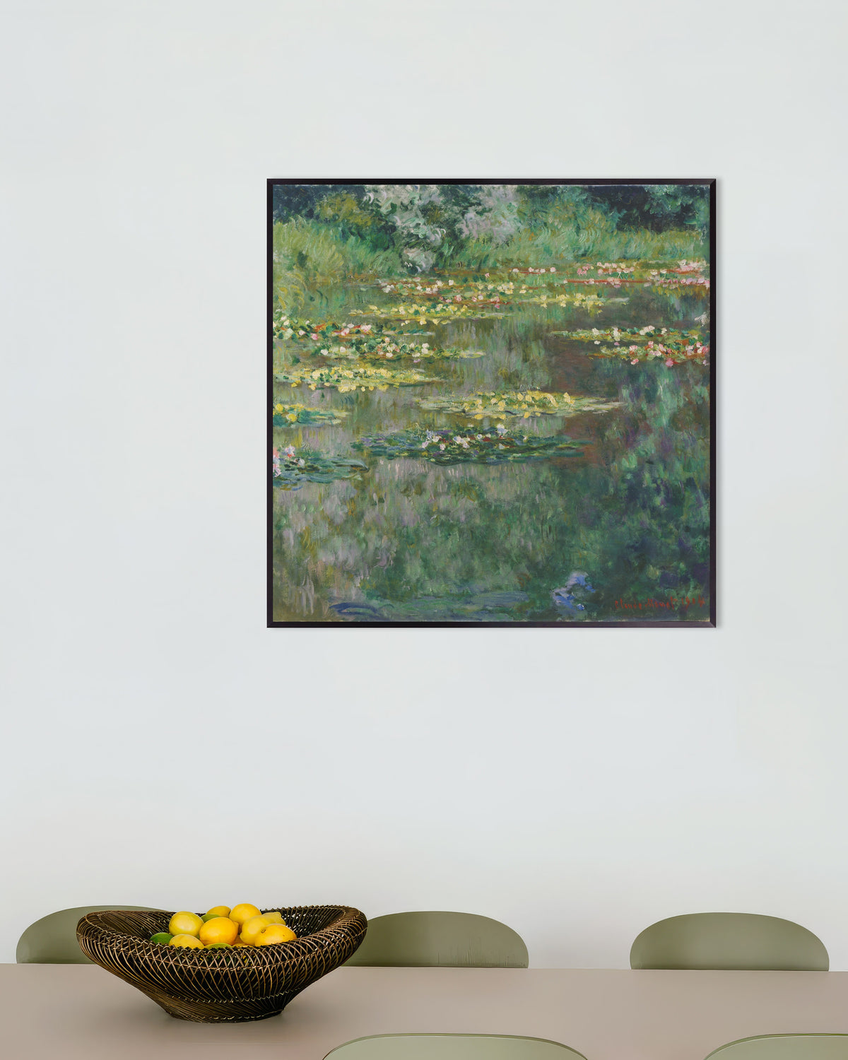 Plakat Åkandedammen (1904) af Claude Monet med metalramme
