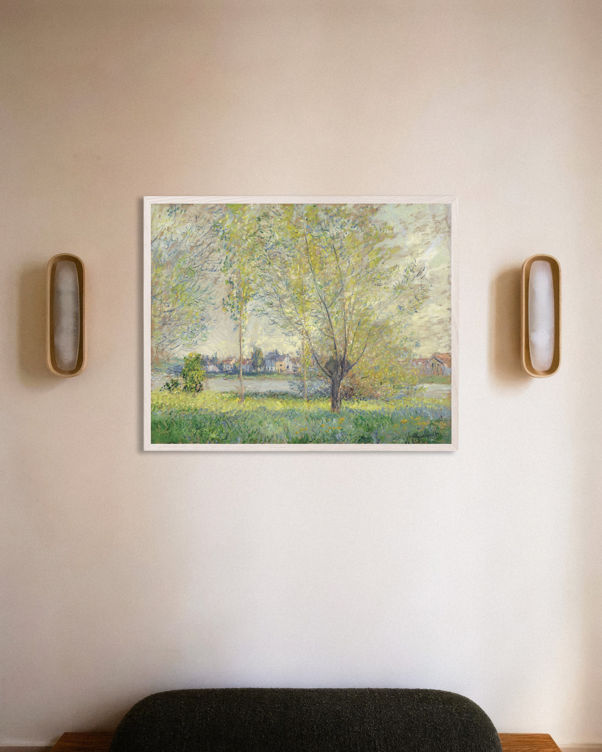 Plakat Piletræerne (1880) af Claude Monet med hvid træramme