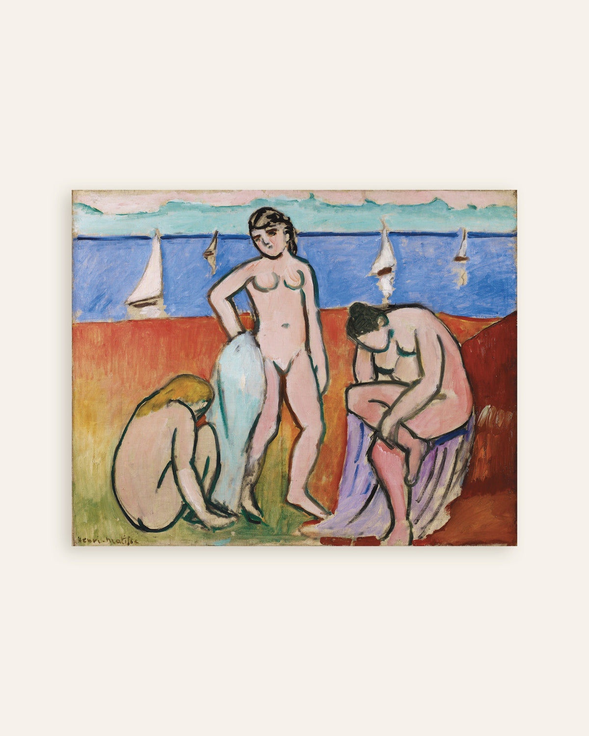 Poster af Tre badende (1907) af Henri Matisse, miniature