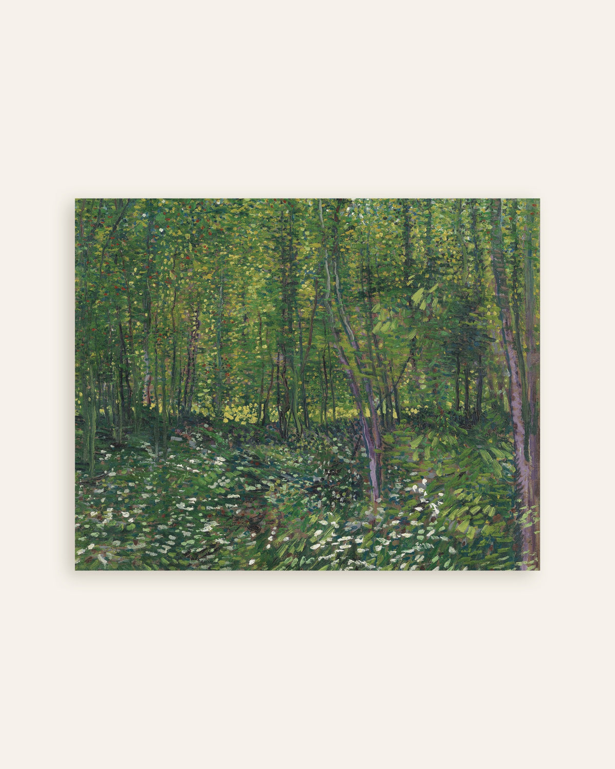 Poster med Træer og underskov (1887) af Vincent van Gogh, miniature