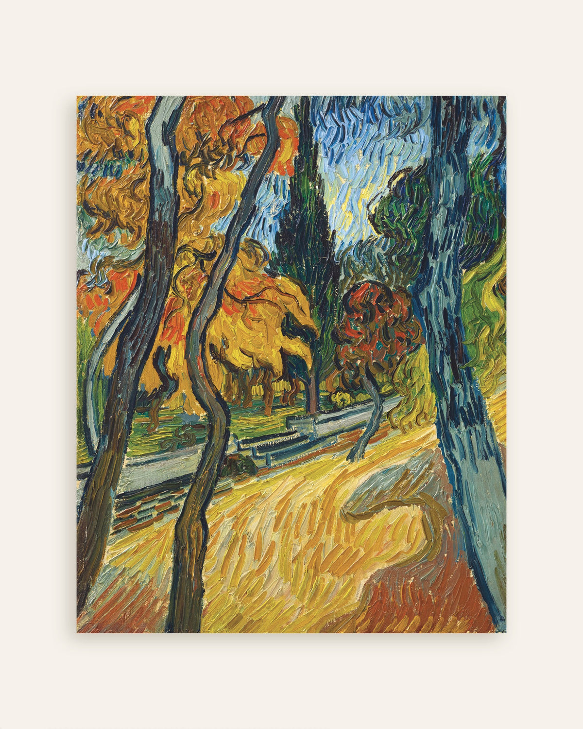 Poster af Træer i asylhaven (1889) af Vincent van Gogh, miniature