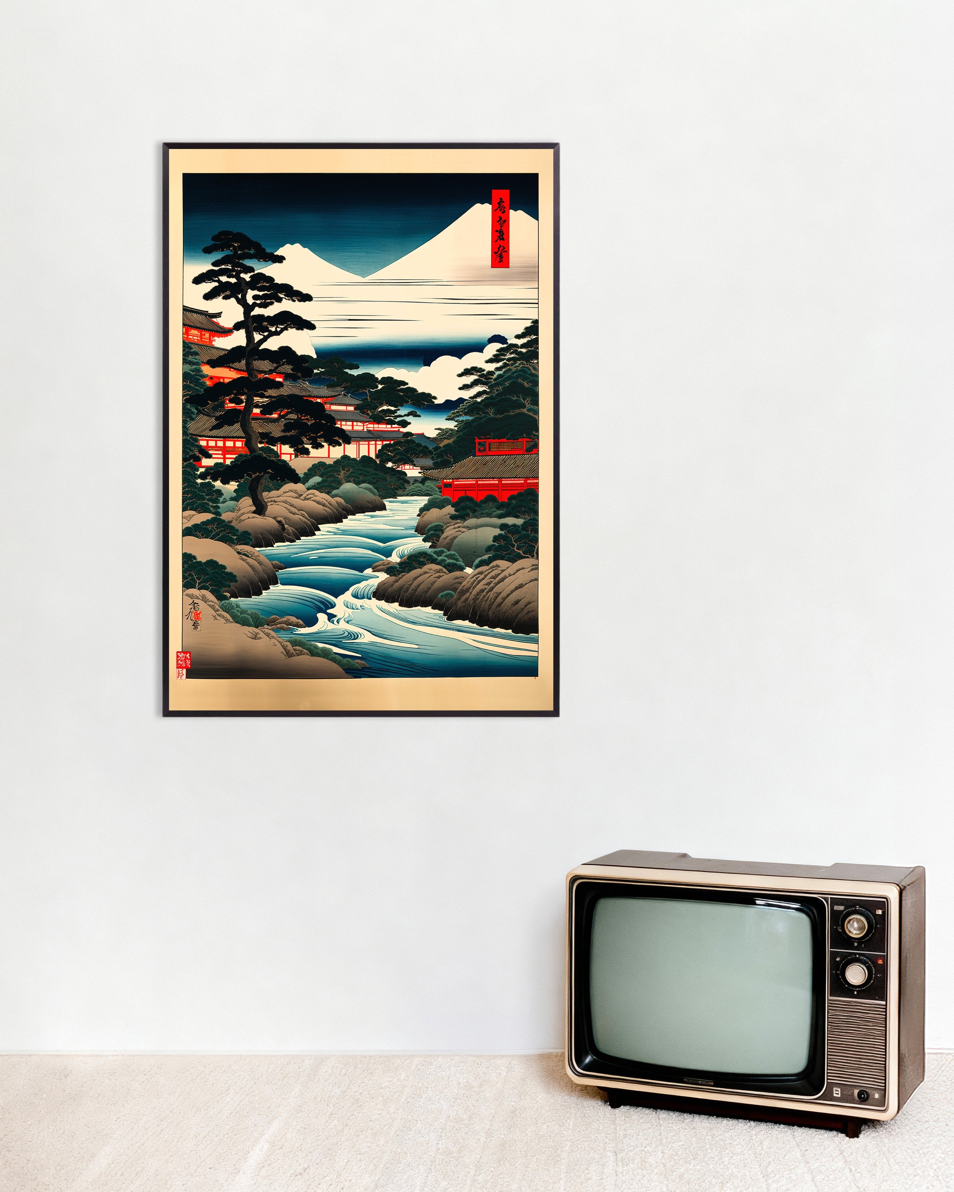 Poster of Ukiyo-e, japanese landscape - Poster, with metal frame