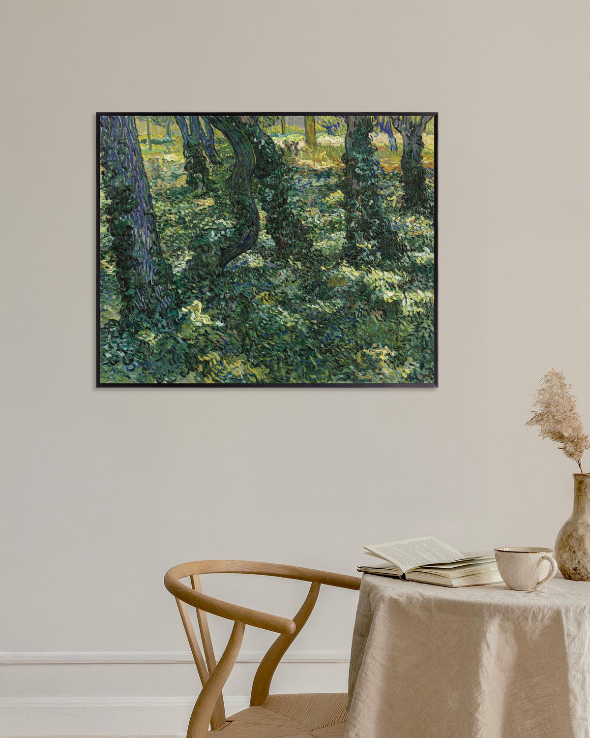 Poster af Undergrowth (1887) af Vincent van Gogh med metalramme