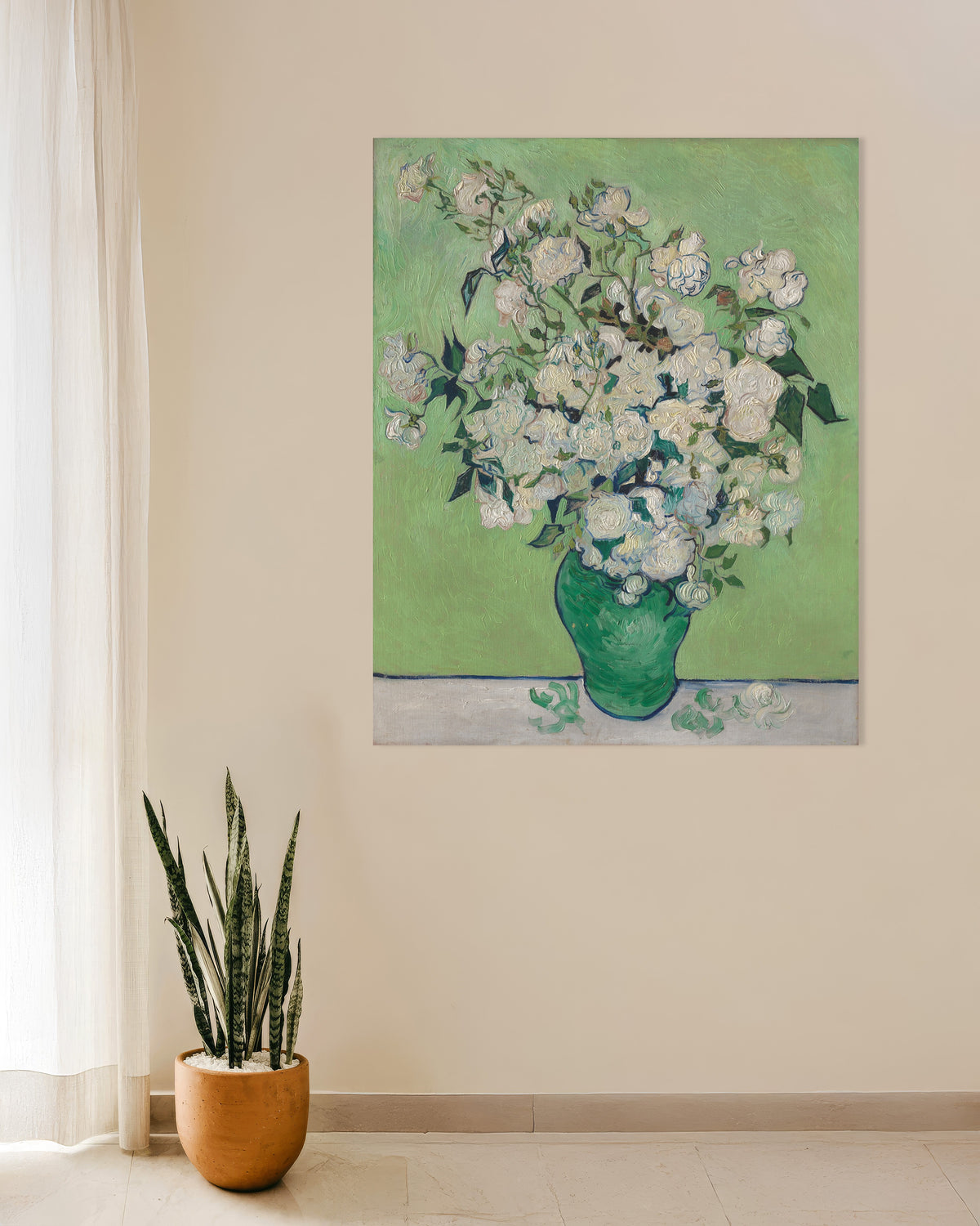 Plakat af Vase med roser (1890) af Vincent van Gogh