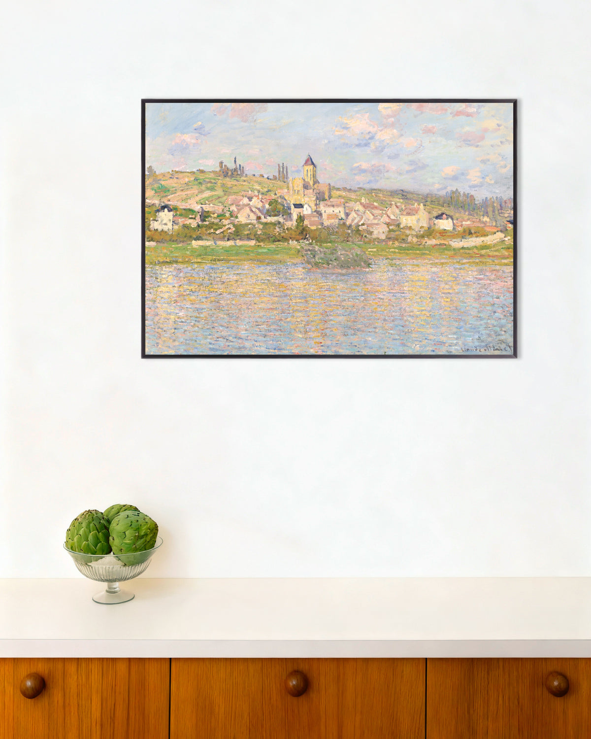 Plakat Vétheuil af Claude Monet med metalramme