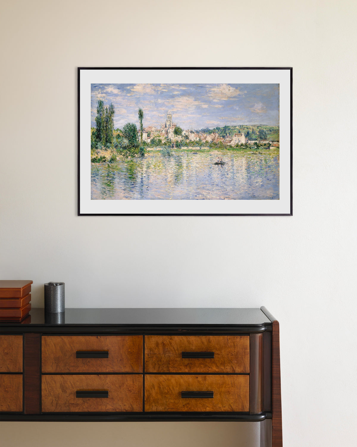 Plakat Vétheuil om sommeren (1880) af Claude Monet med metalramme