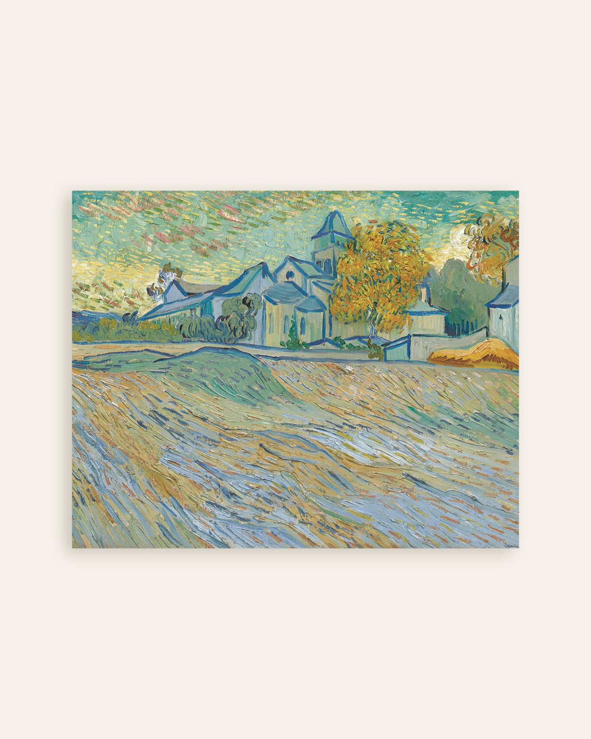 Poster med Udsigt over asylet og kapellet i Saint-Rémy (1889) af Vincent van Gogh, miniature