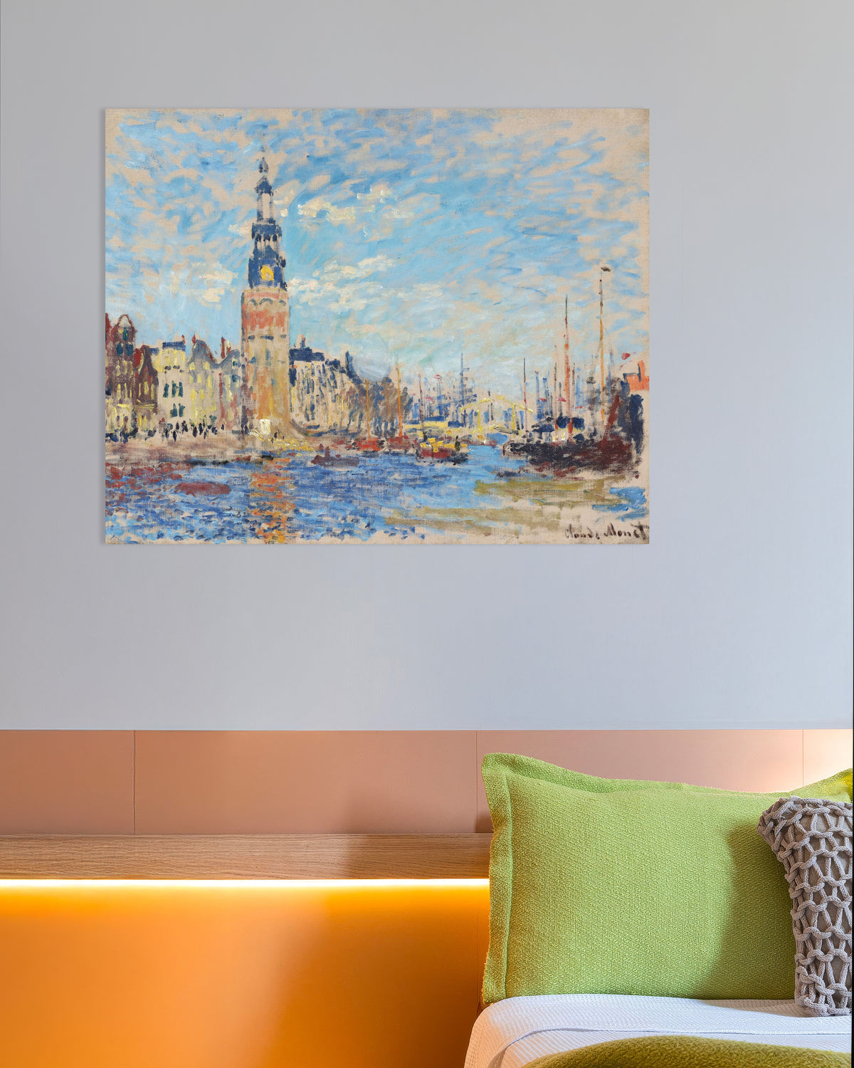 Plakat Udsigt mod Montelbaanstoren, Amsterdam (1874) af Claude Monet