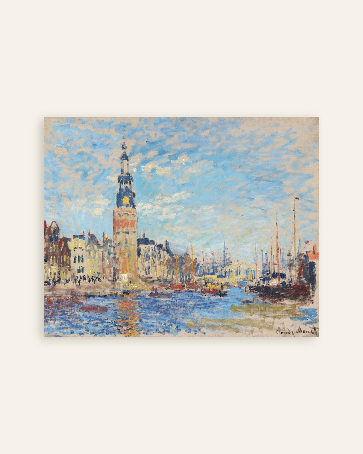 Plakat Udsigt mod Montelbaanstoren, Amsterdam (1874) af Claude Monet, miniature