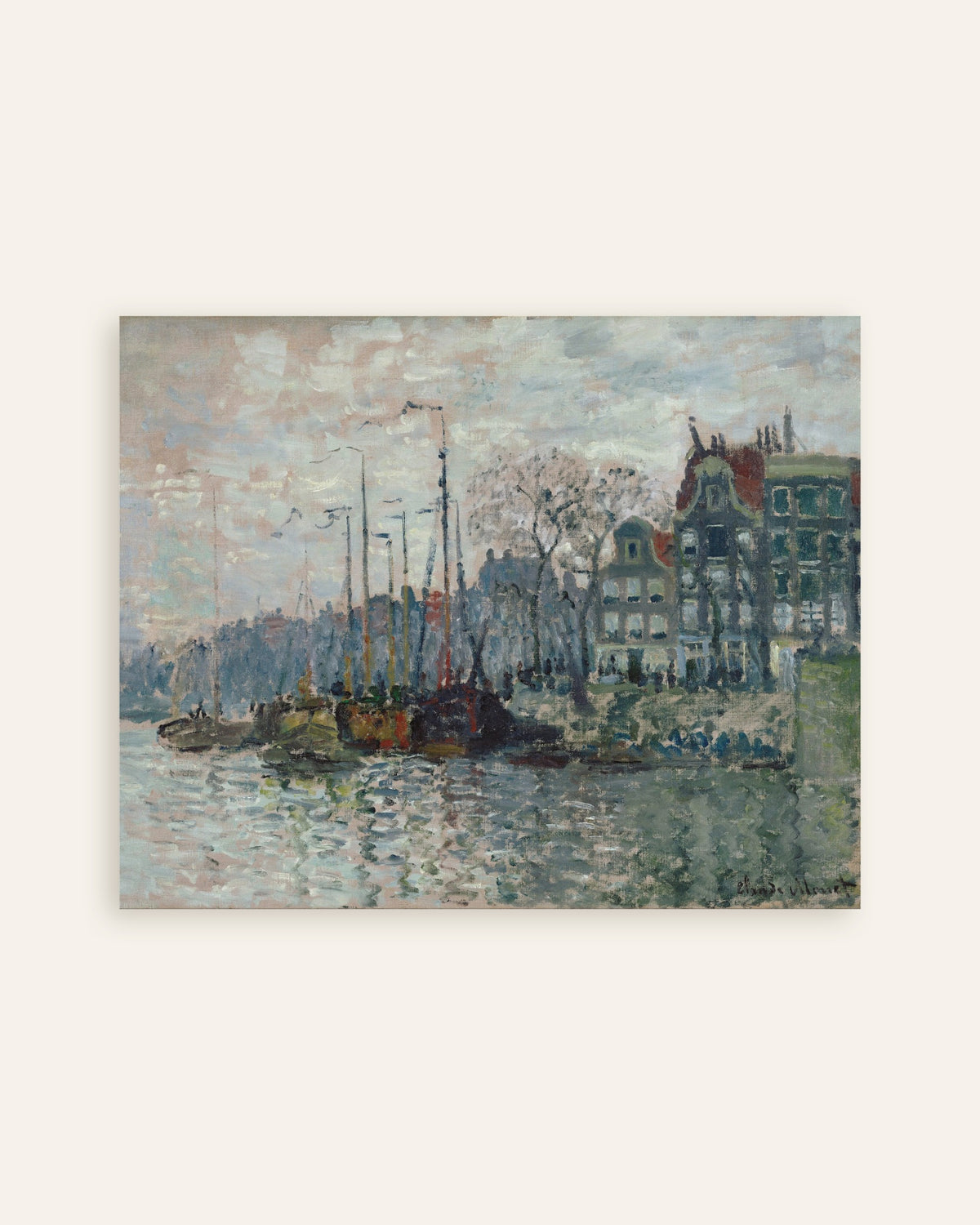 Plakat Udsigt over Prins Hendrikkade og Kromme Waal i Amsterdam (1874) af Claude Monet, miniature