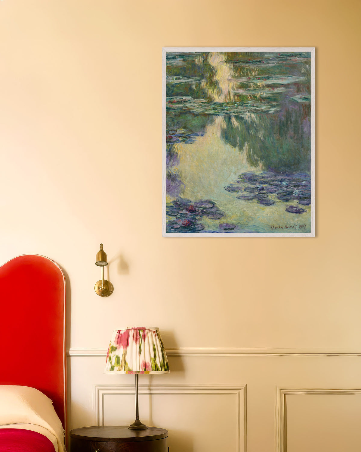 Plakat Åkander (1907) af Claude Monet med hvid træramme