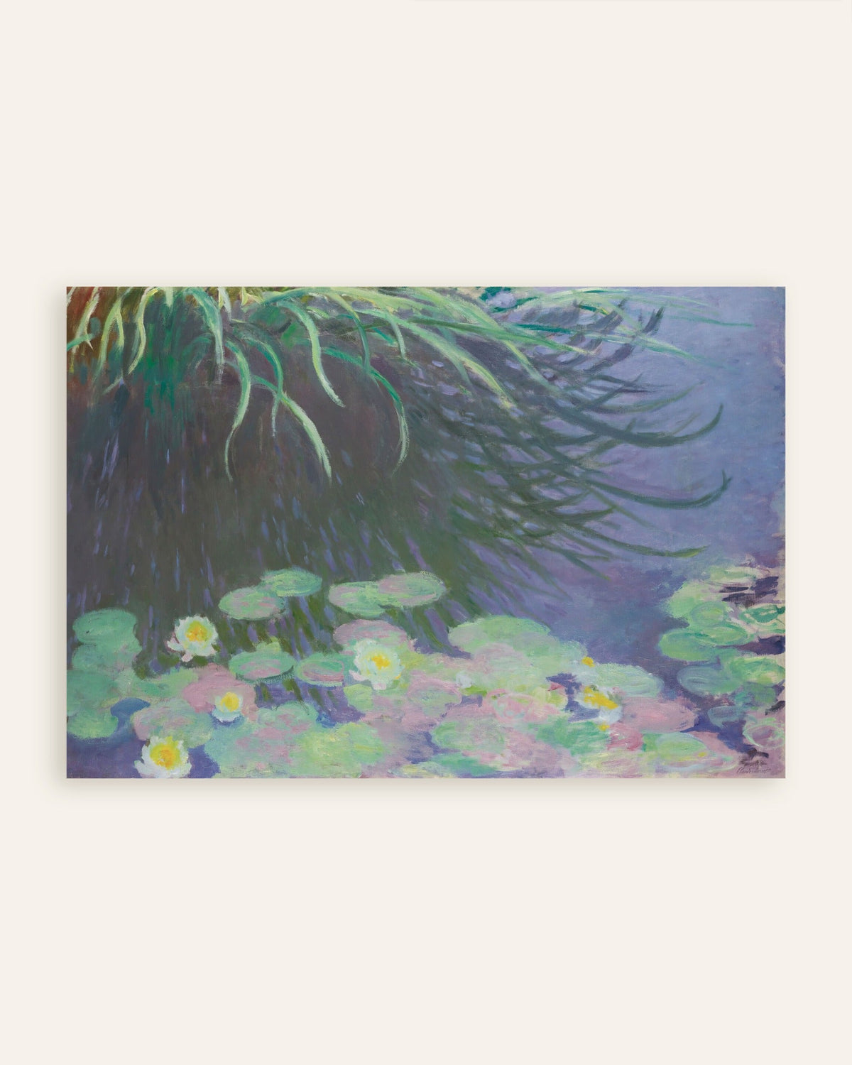 Plakat Åkander med spejlinger af højt græs (1914–1917) af Claude Monet, miniature