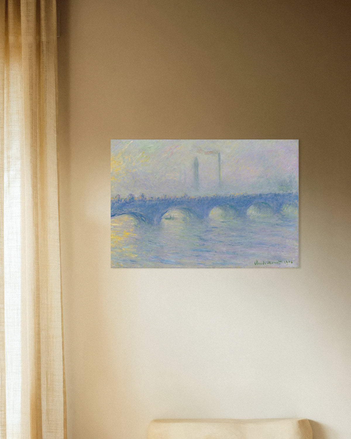 Plakat Waterloo Bridge, diset (1904) af Claude Monet