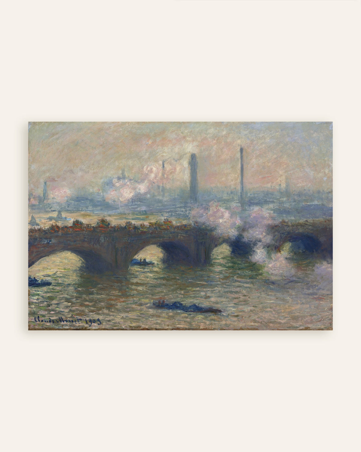 Plakat Waterloo Bridge, grå dag (1903) af Claude Monet, miniature