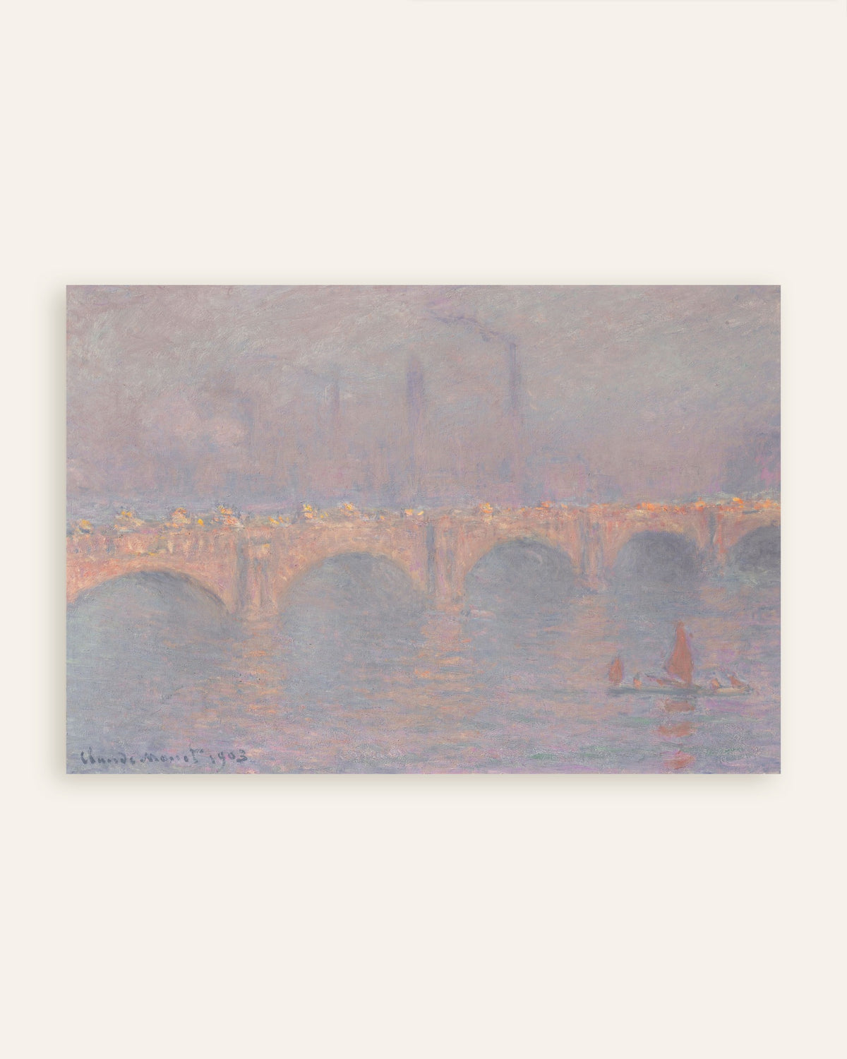 Plakat Waterloo Bridge, sløret sol (1899–1903) af Claude Monet, miniature
