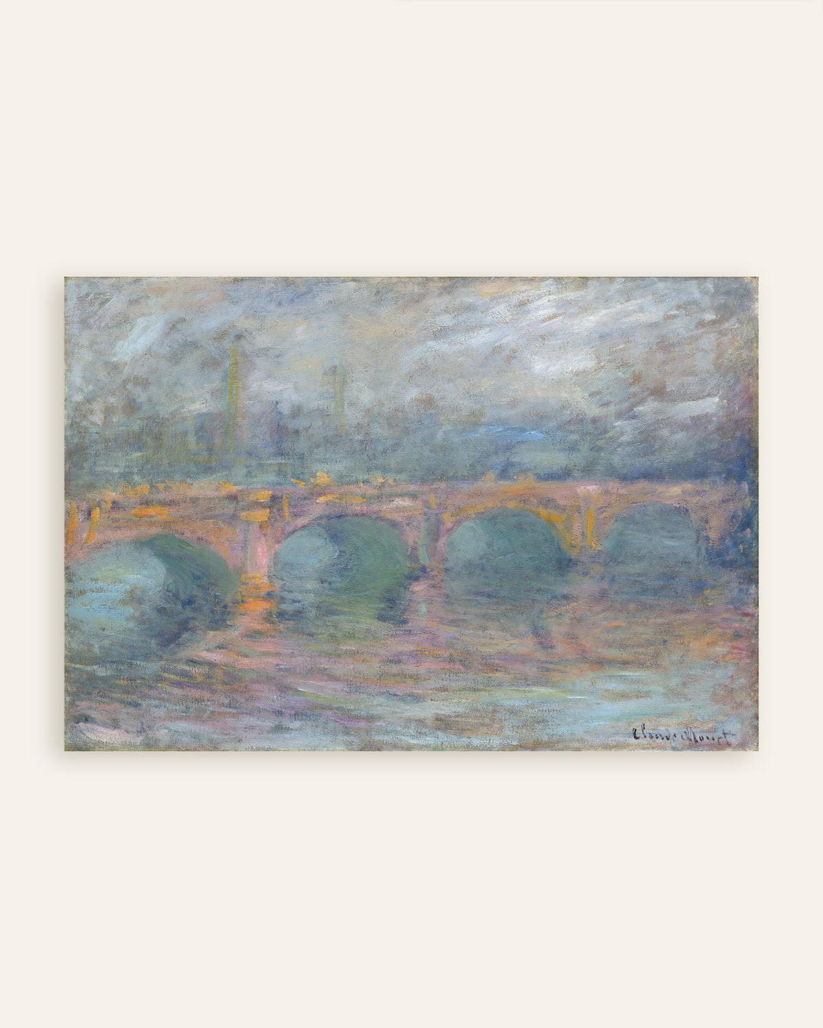 Plakat Waterloo Bridge, London, ved solnedgang (1904) af Claude Monet, miniature
