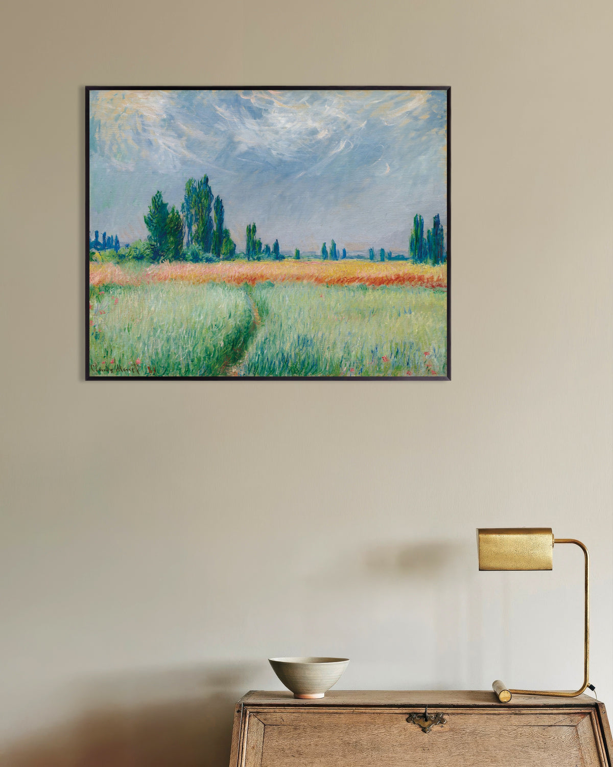 Plakat Hvedemark (1881) af Claude Monet med metalramme