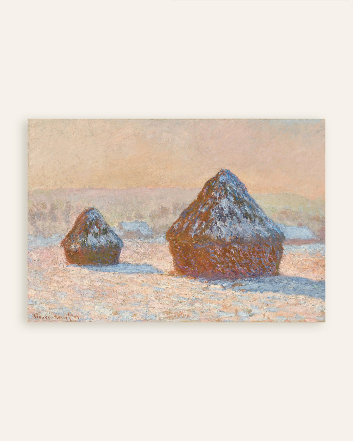 Plakat Kornstakke, sne, morgen (1891) af Claude Monet, miniature
