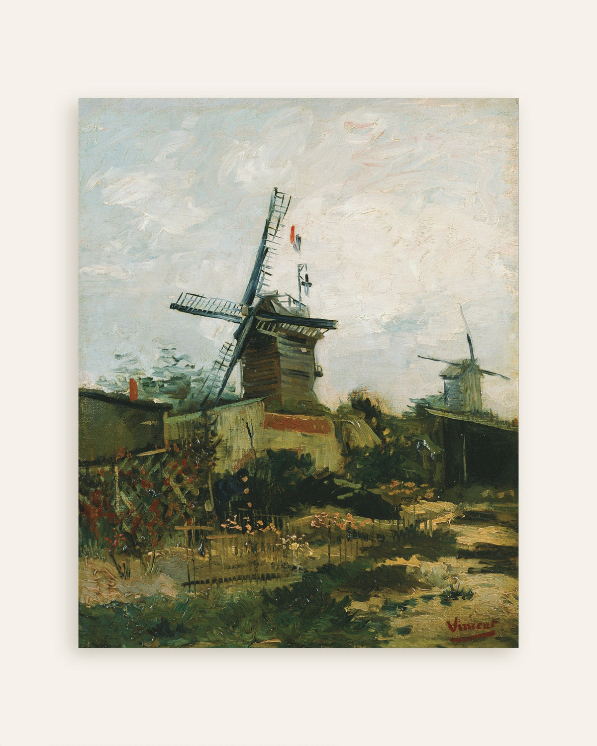 Poster af Vindmøller på Montmartre (1886) af Vincent van Gogh, miniature