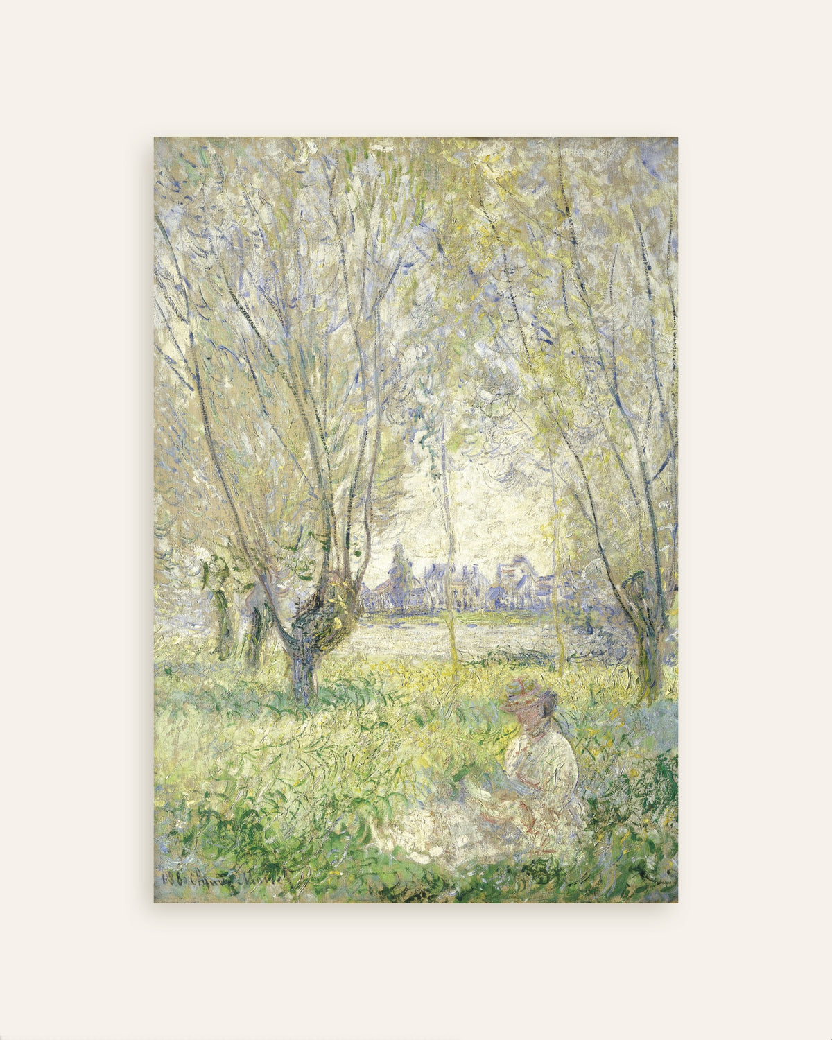 Plakat Kvinde under piletræerne (1880) af Claude Monet, miniature